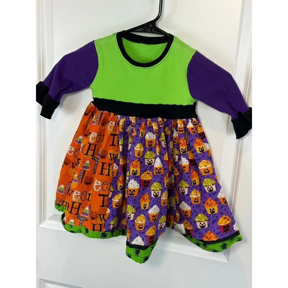 Firefliez Girls Halloween Dress 6 Spider Cupcake Twirl Ruffle‎ Boutique Pumpkin